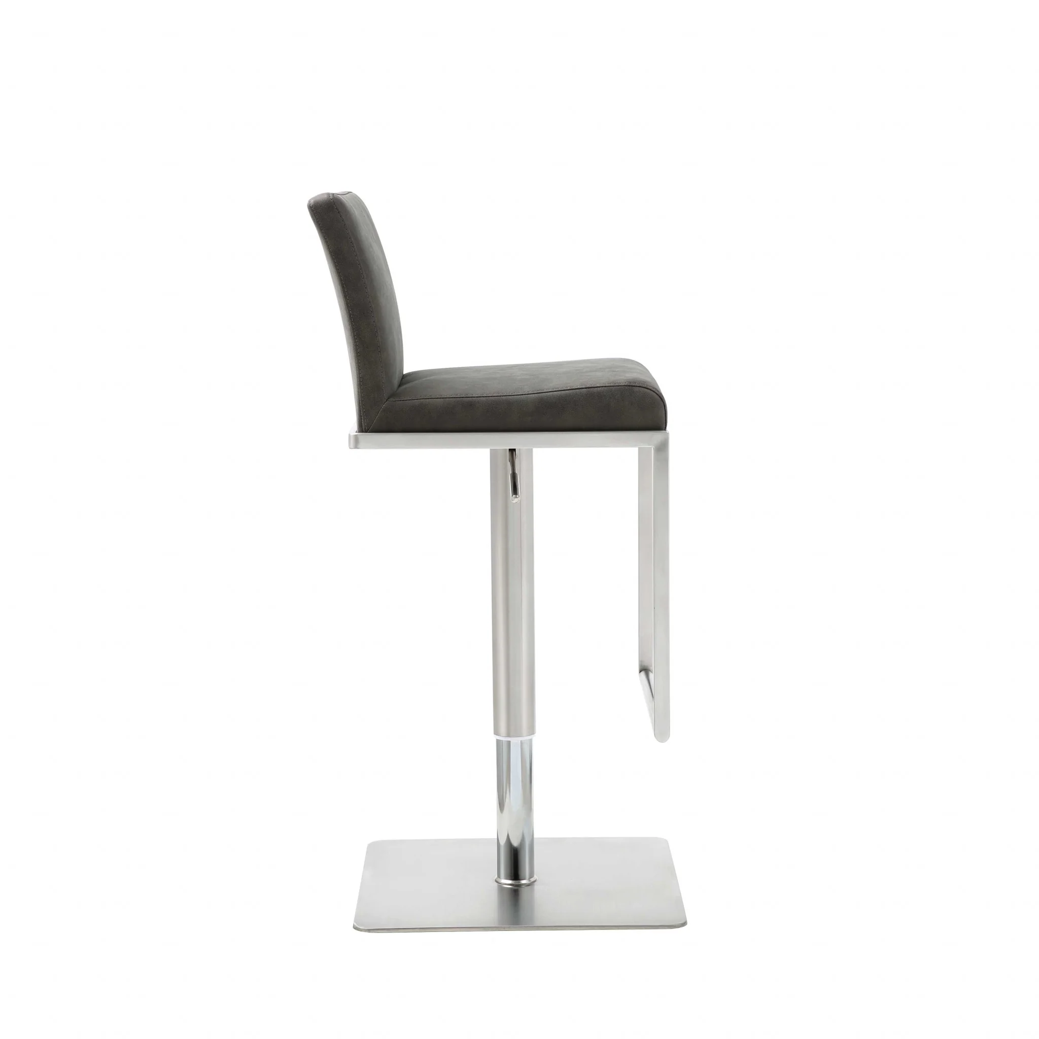 Sleek Dark Gray Faux Leather Adjustable Bar Stool By Homeroots - Image 3