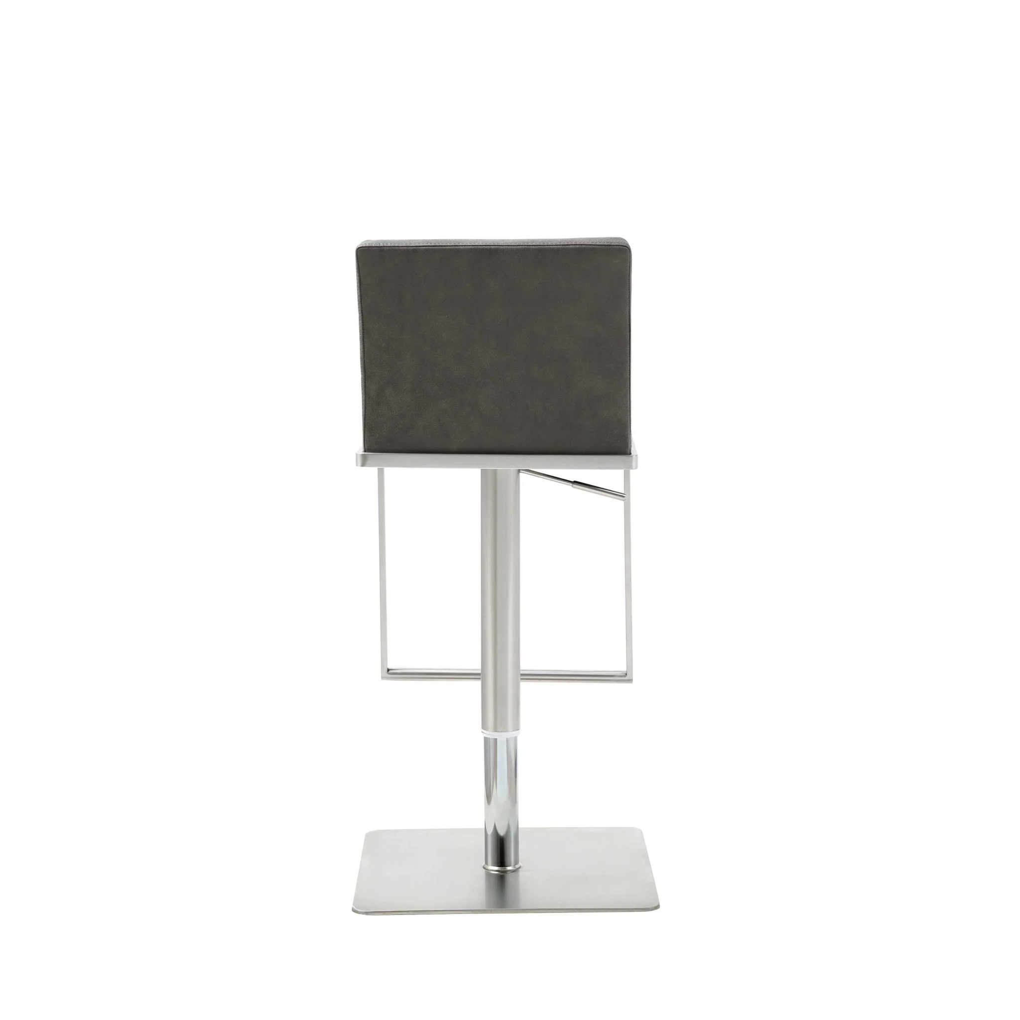Sleek Dark Gray Faux Leather Adjustable Bar Stool By Homeroots - Image 4
