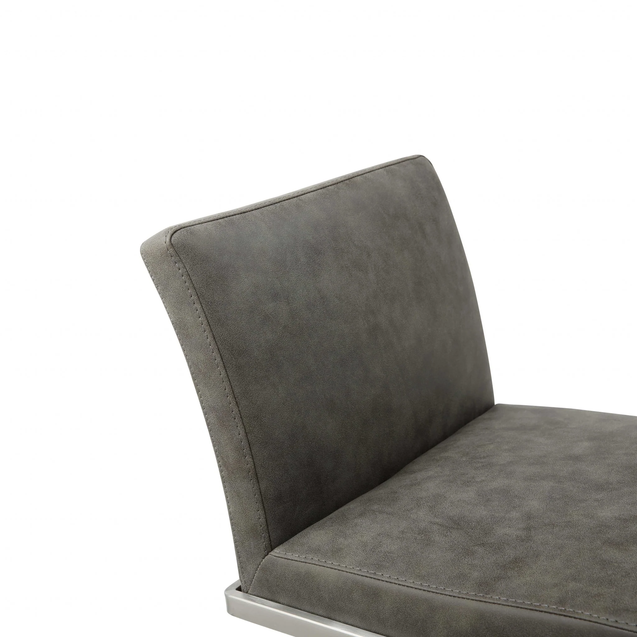 Sleek Dark Gray Faux Leather Adjustable Bar Stool By Homeroots - Image 5