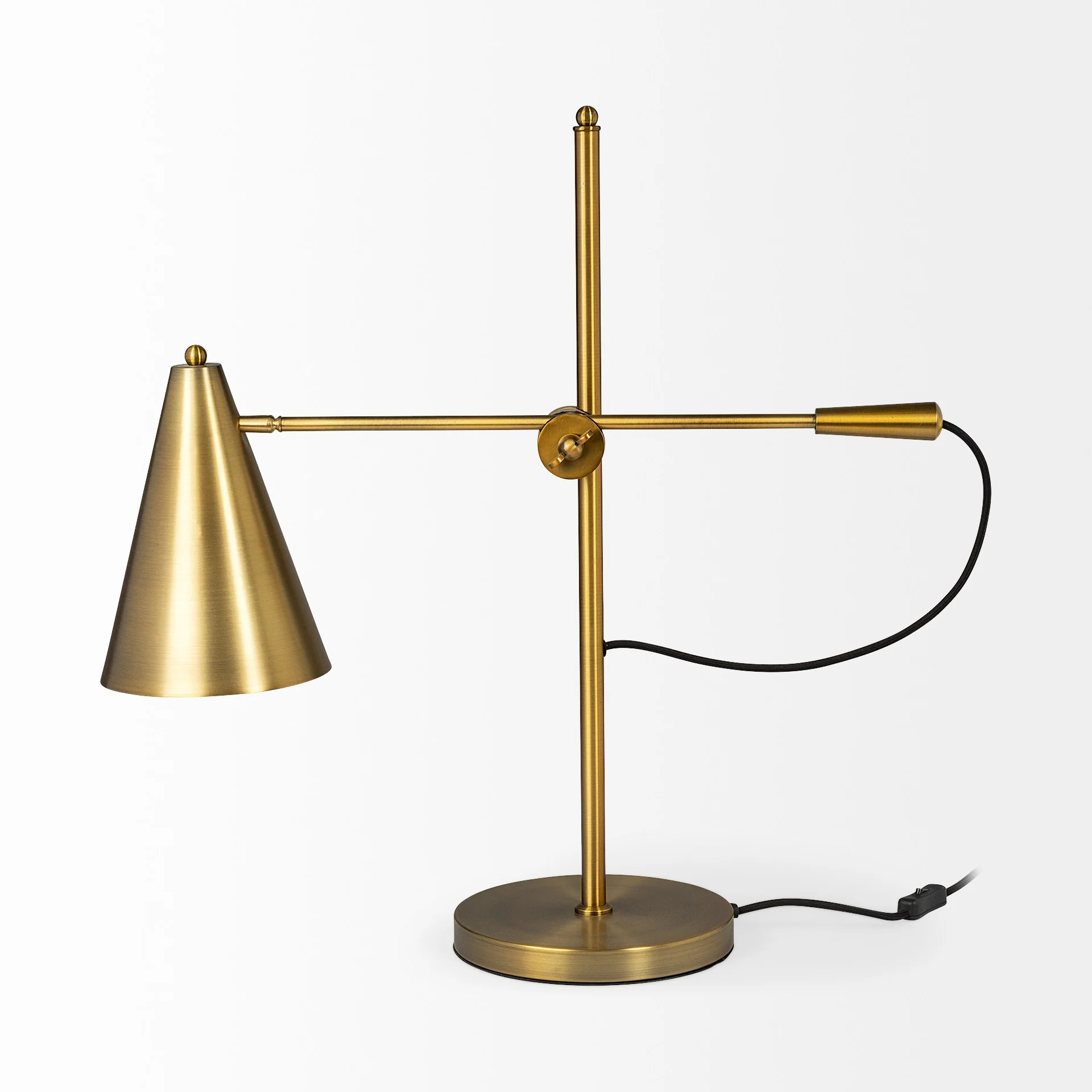 Sleek Golden Cone Adjustable Table or Desk Lamp By Homeroots - Image 3