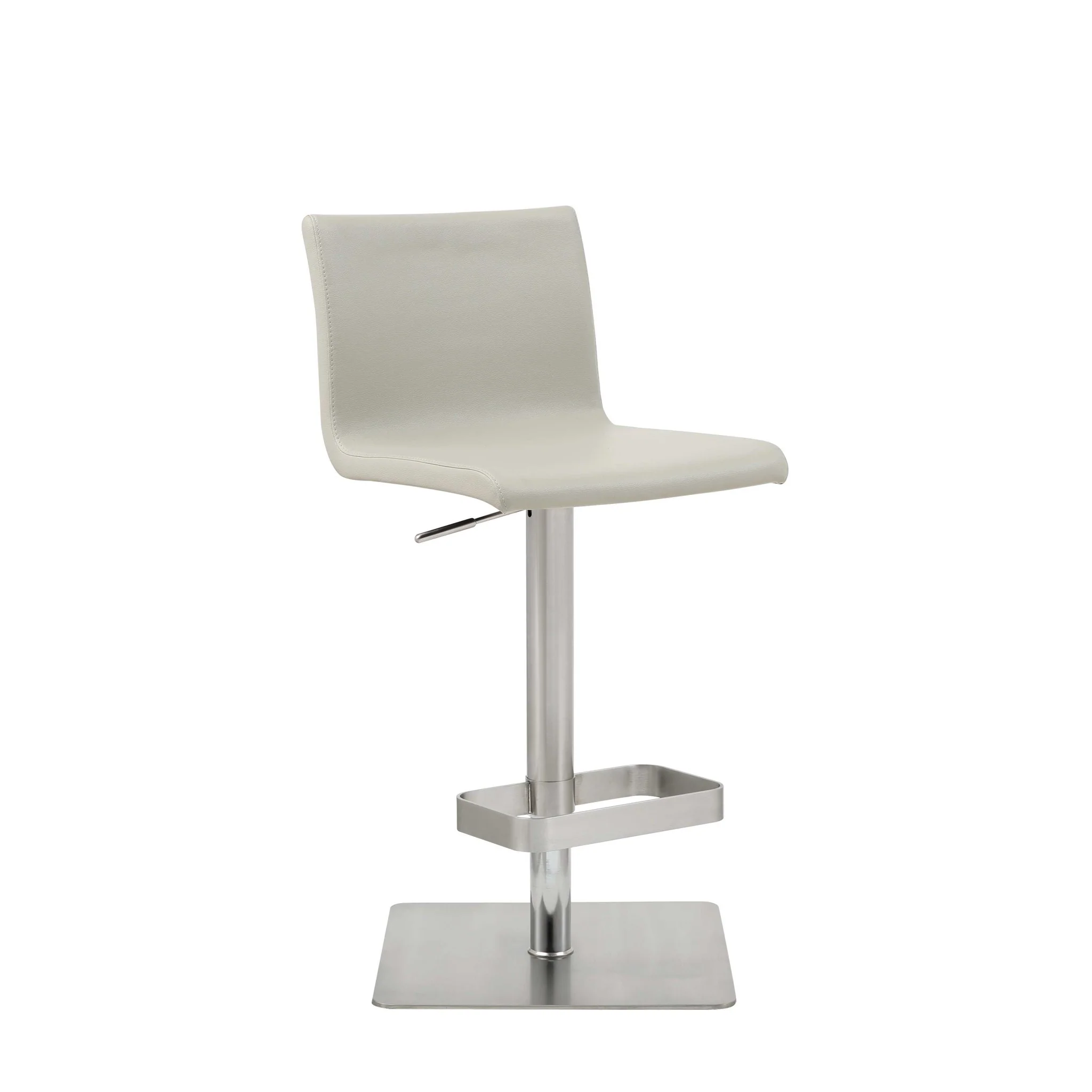 Sleek Light Gray Faux Leather Adjustable Bar Stool By Homeroots - Image 2
