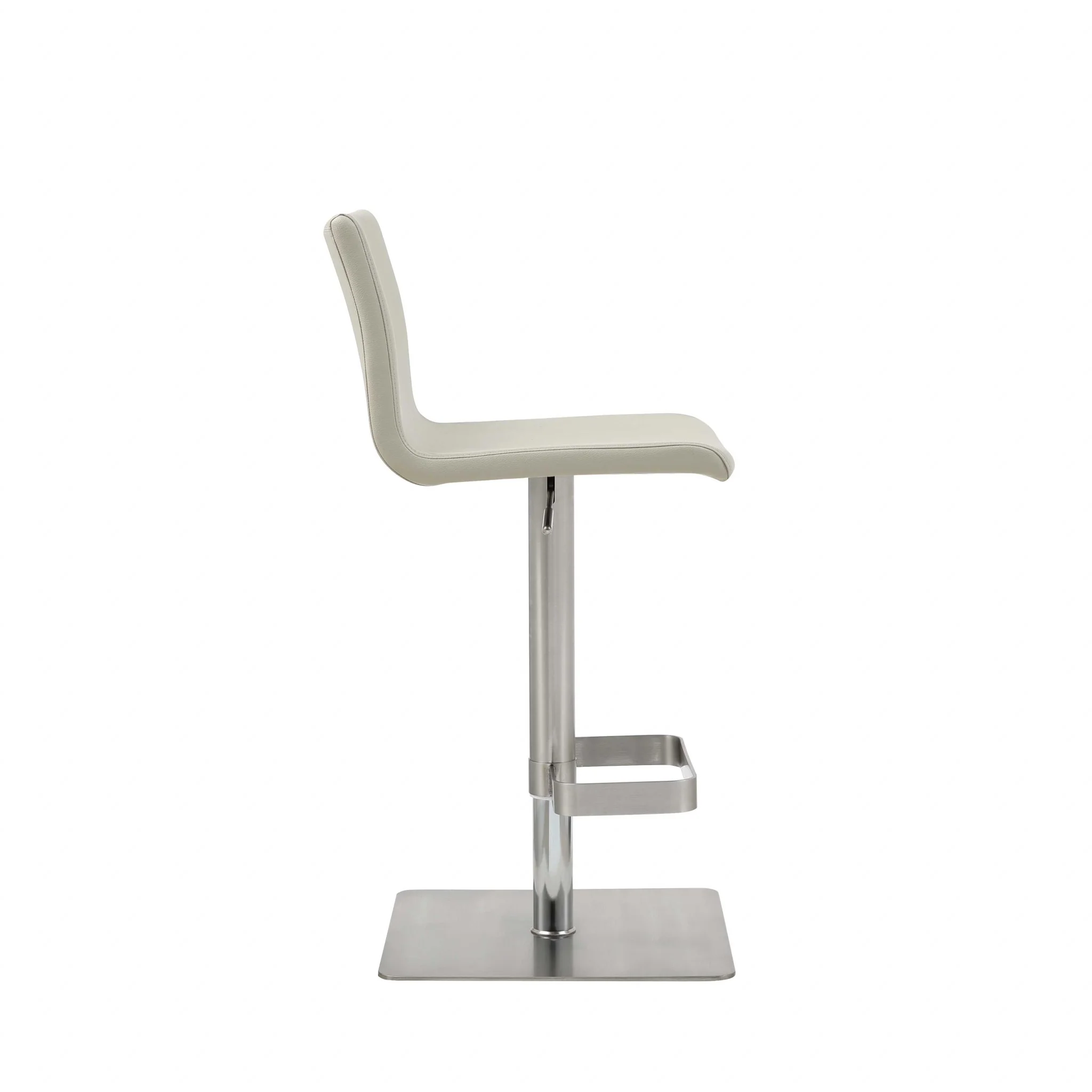 Sleek Light Gray Faux Leather Adjustable Bar Stool By Homeroots - Image 3