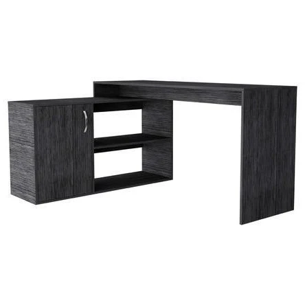 Sleek Smokey Oak L Shape Office Desk By Homeroots - Image 4