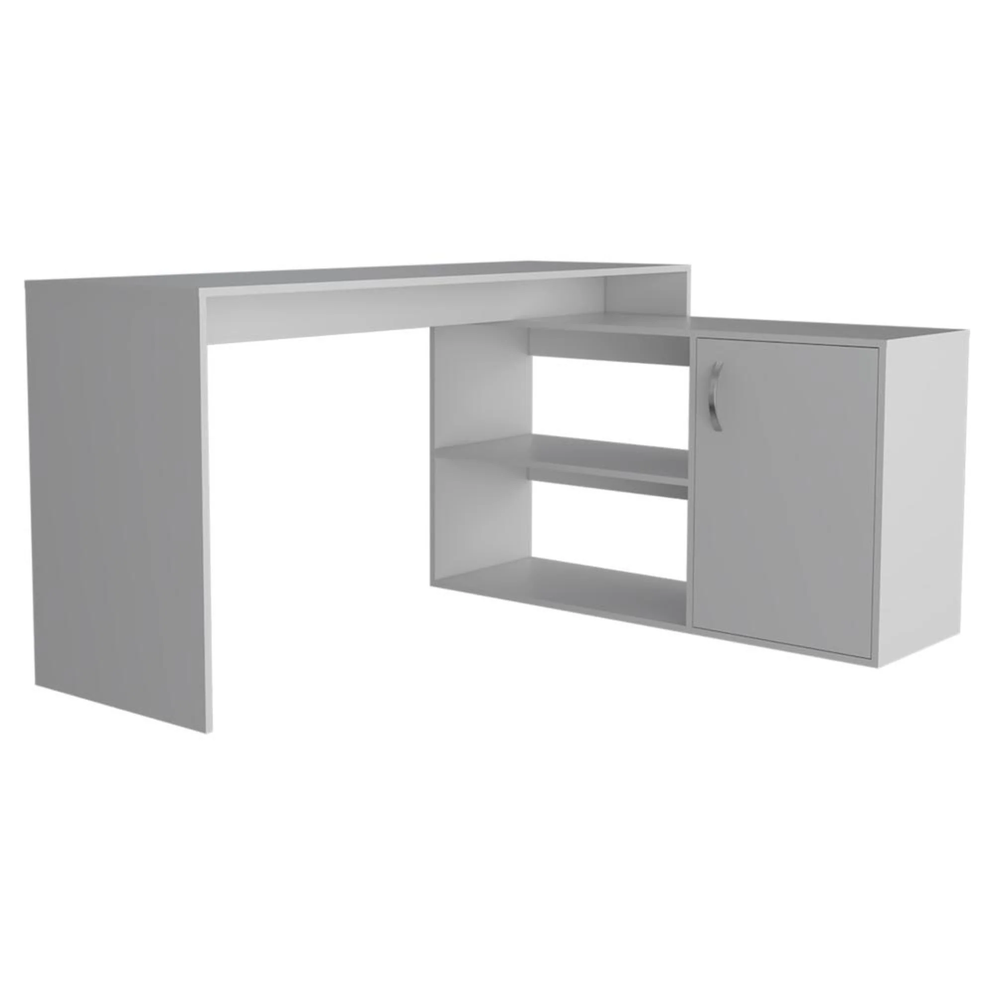 Sleek Smokey Oak L Shape Office Desk By Homeroots - Image 7