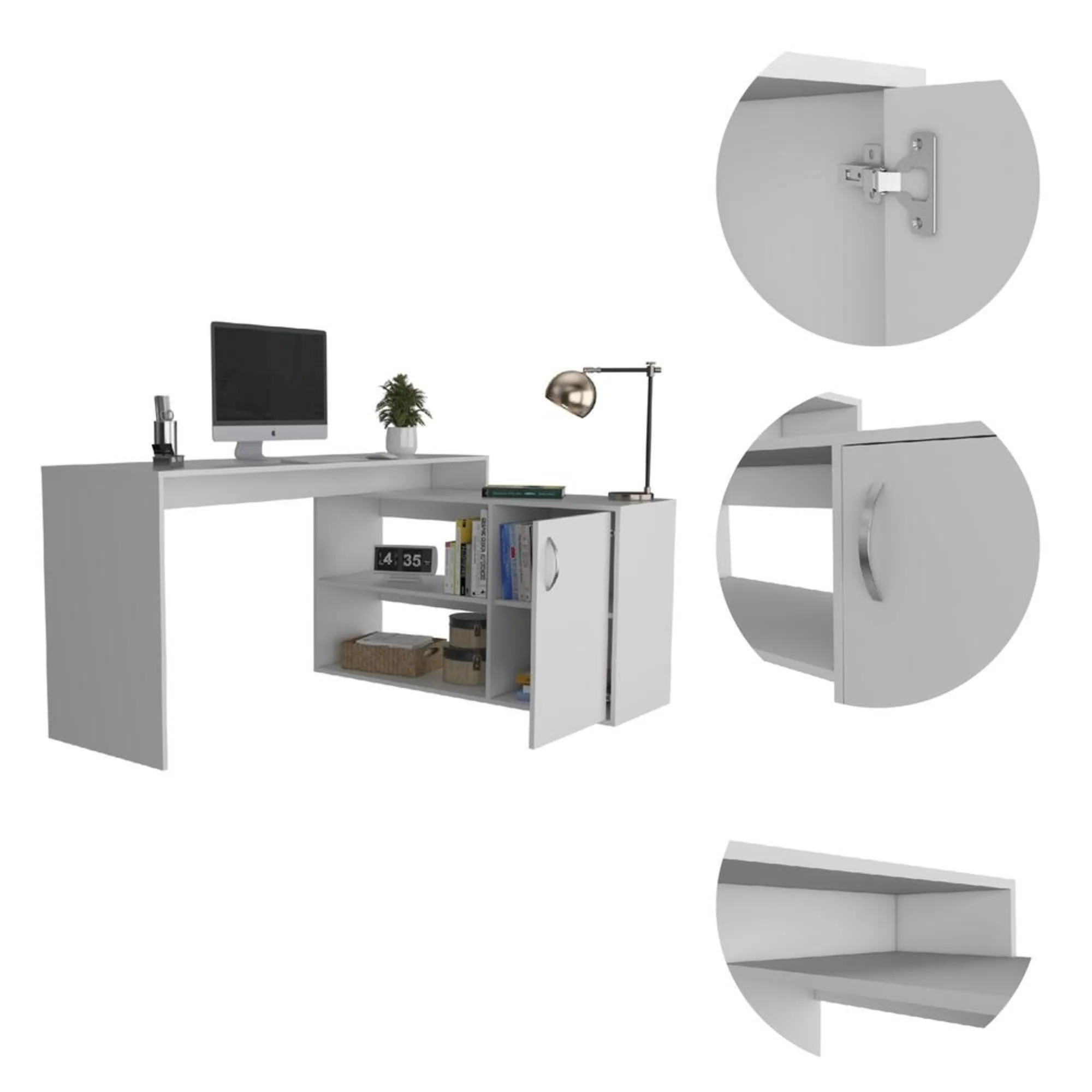Sleek Smokey Oak L Shape Office Desk By Homeroots - Image 9