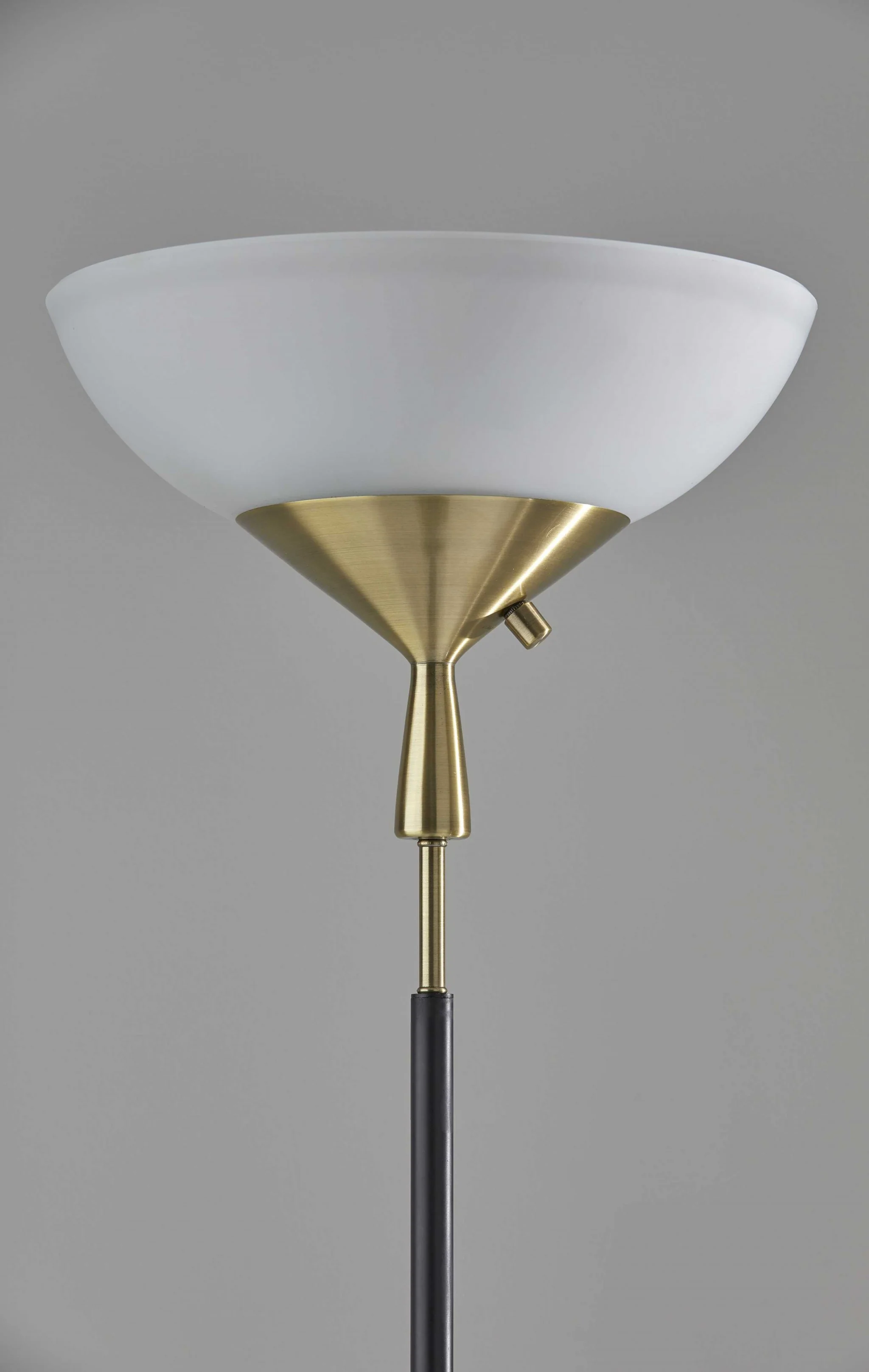 Sleek Torchiere Black Metal Frosted Alabaster Glass Shade By Homeroots - Image 3