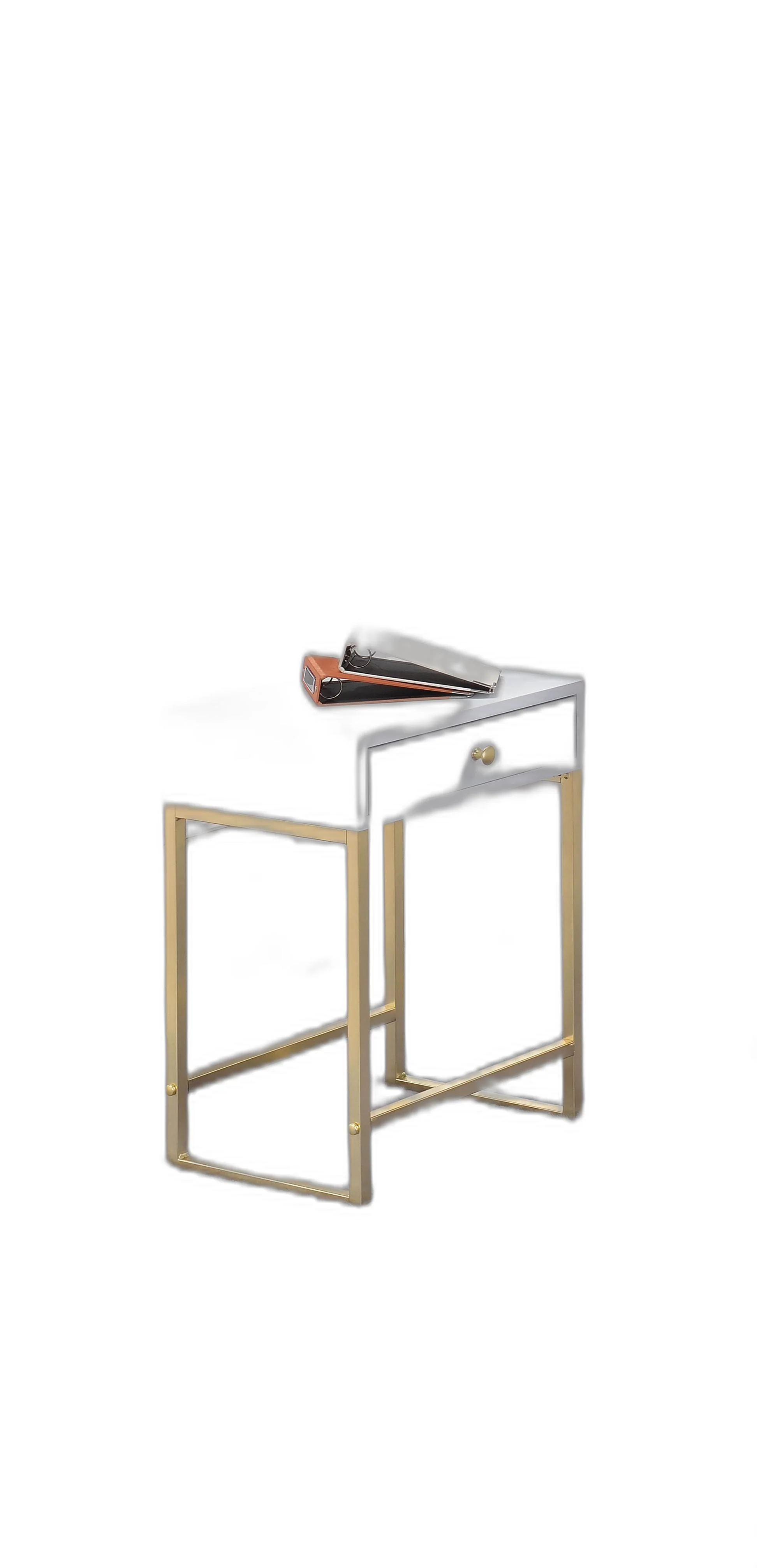 Sleek White and Brass End or Side Table By Homeroots - Image 4