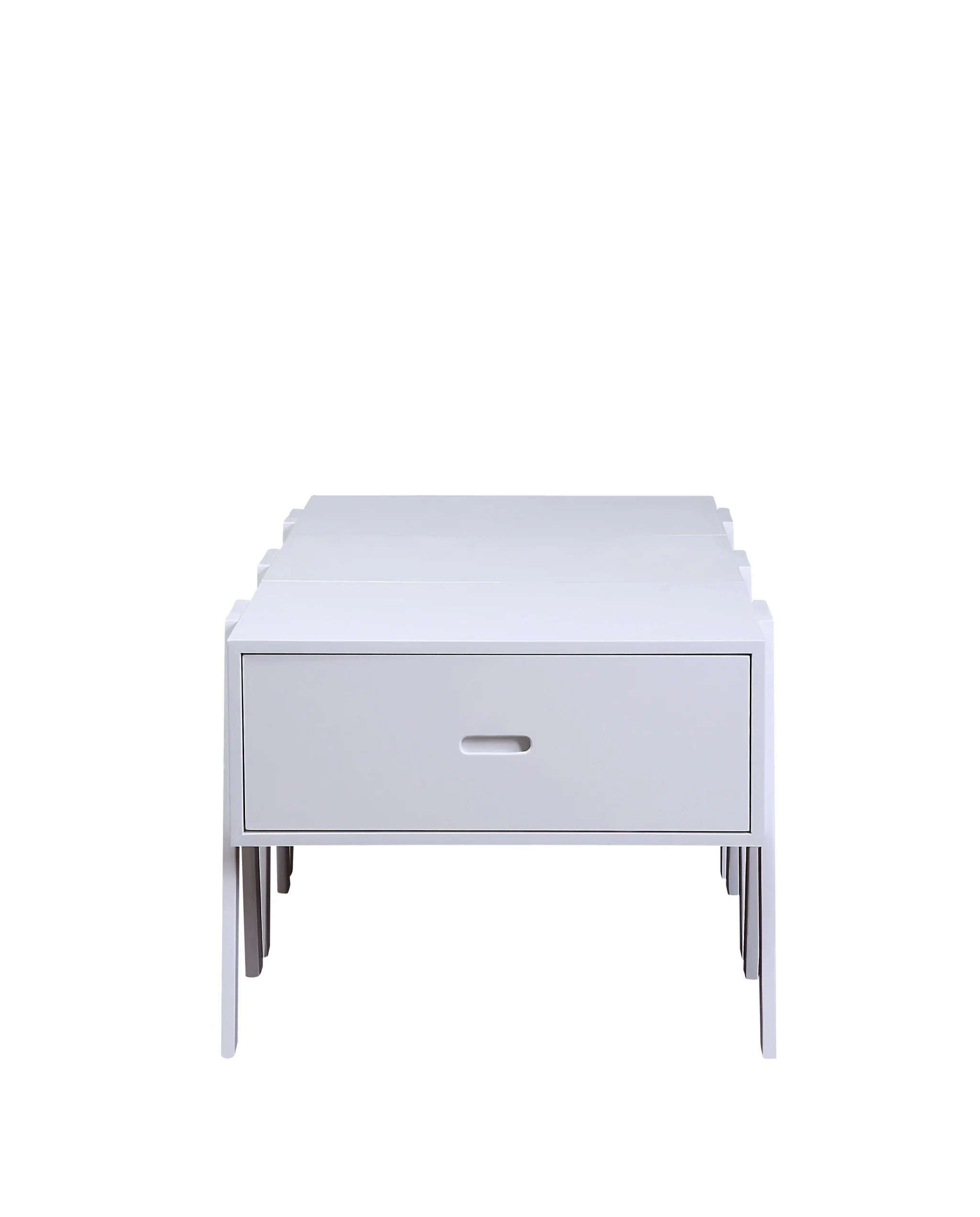 Sleek White Rectangular Convertible Coffee Table By Homeroots - Image 4