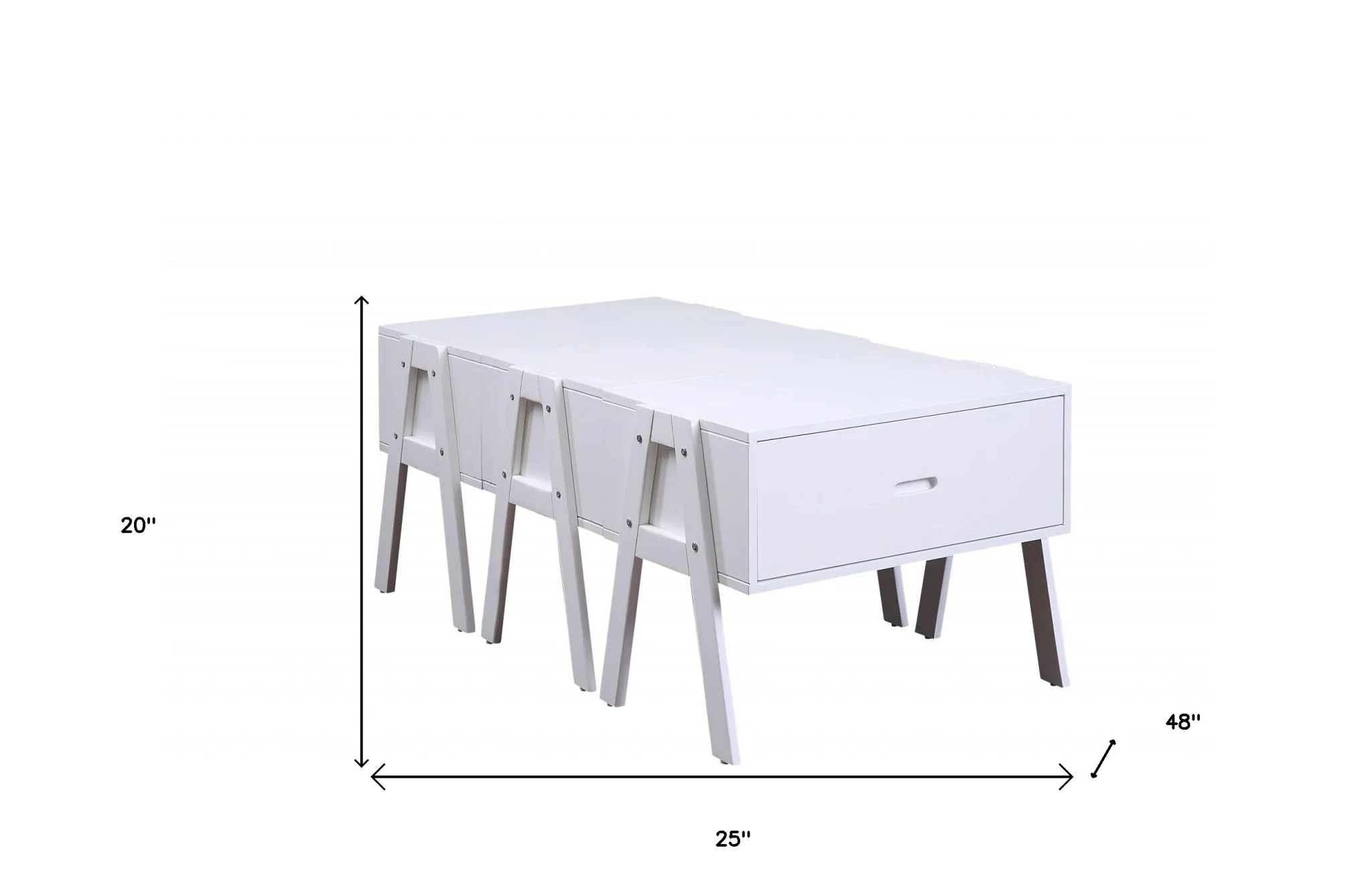 Sleek White Rectangular Convertible Coffee Table By Homeroots - Image 5