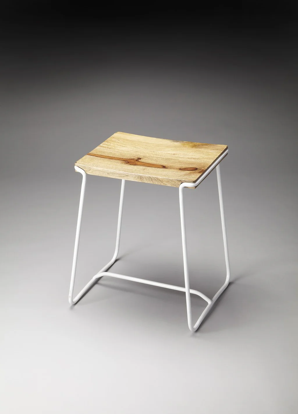 Sleek Wood And White Metal Counter Stool By Homeroots - Image 2