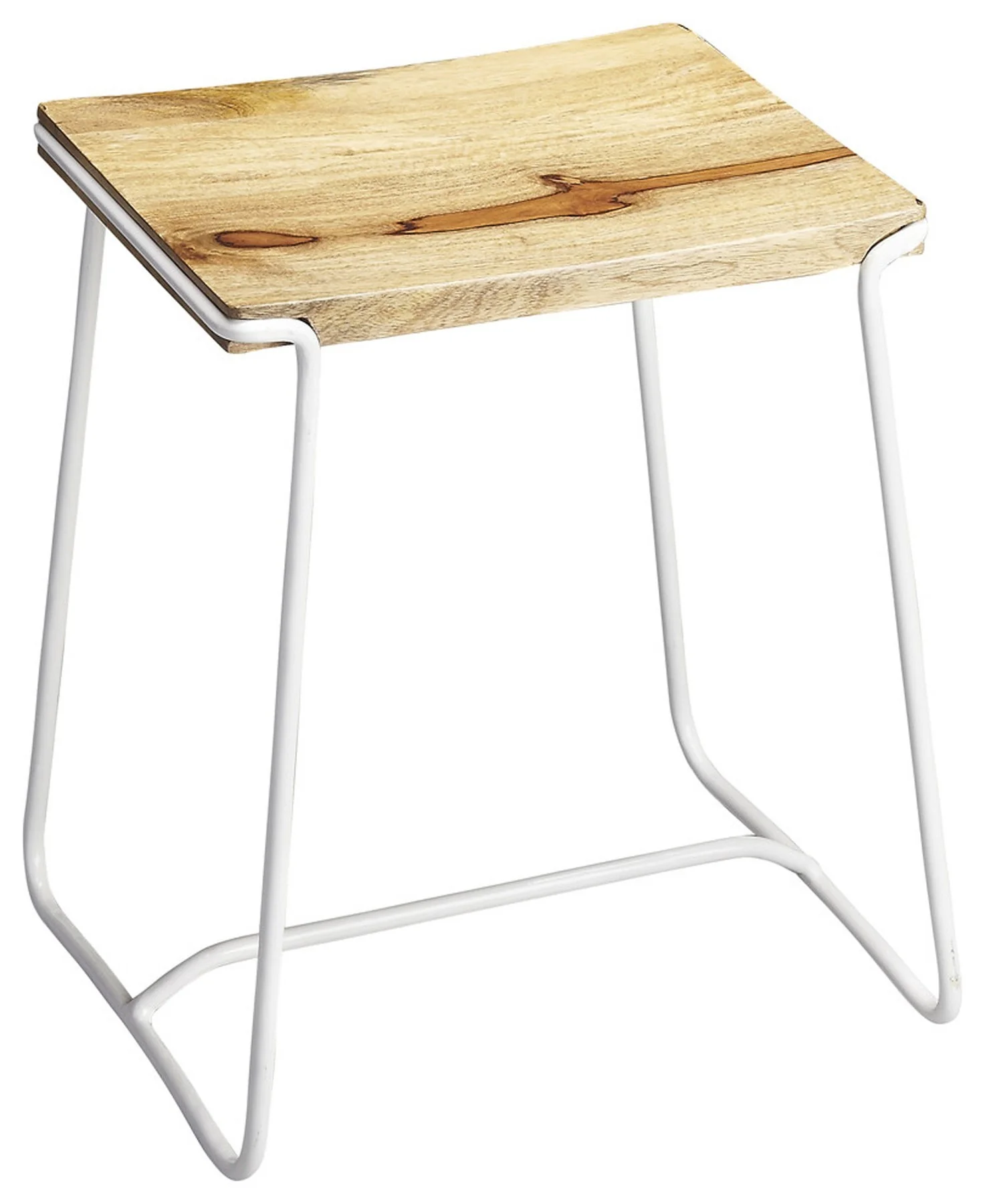 Sleek Wood And White Metal Counter Stool By Homeroots - Image 3