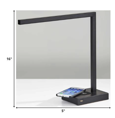 Slender Bar Black Metal LED Charging Desk Light By Homeroots - Image 2