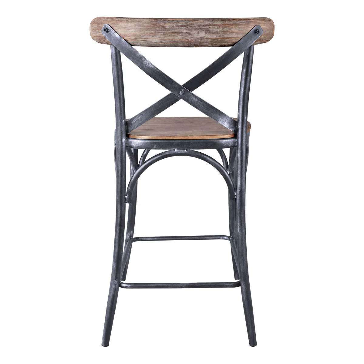 Sloan 26” Industrial Grey and Pine Wood X-Back Counter Height Counter Stool By Armen Living - Image 2