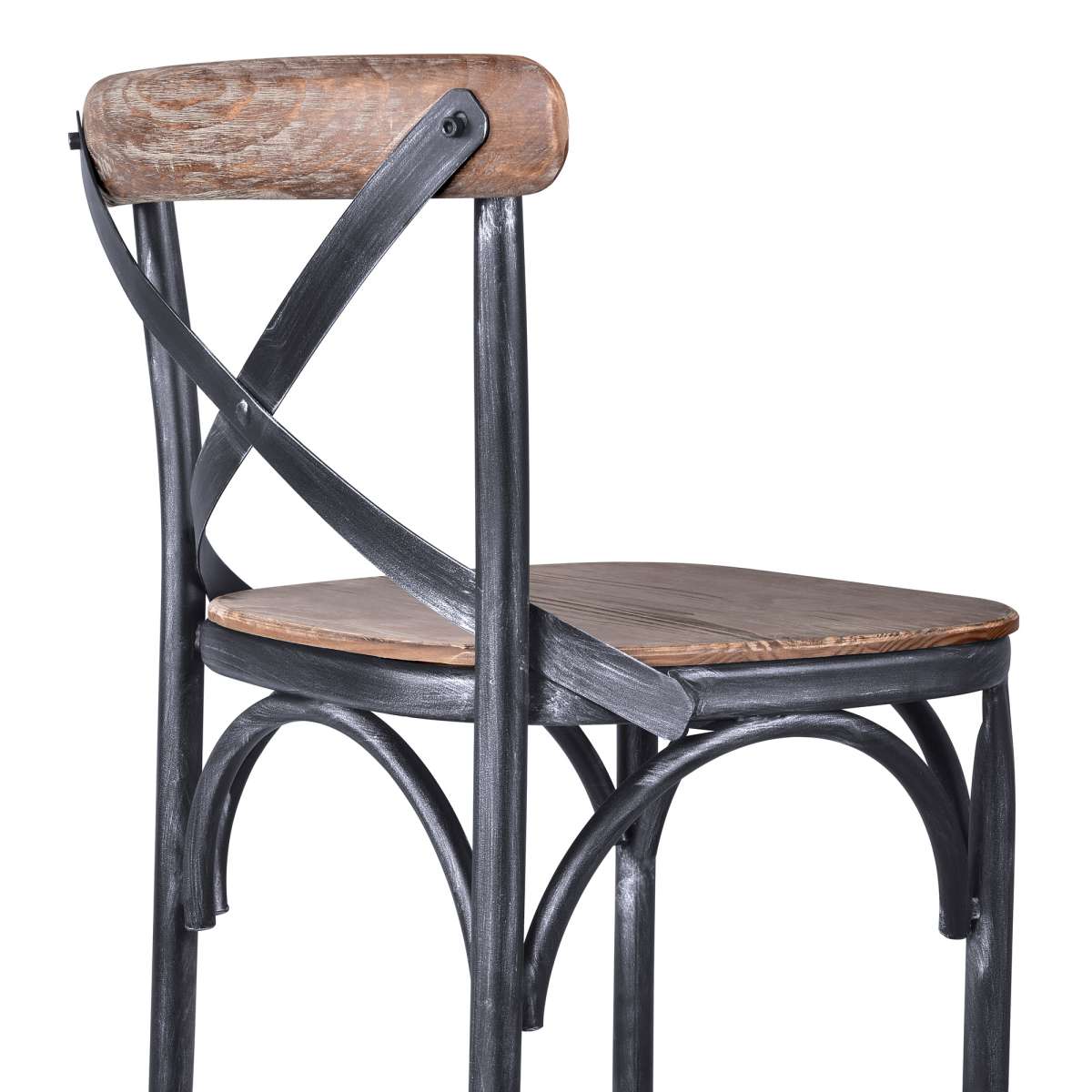 Sloan 26” Industrial Grey and Pine Wood X-Back Counter Height Counter Stool By Armen Living - Image 3