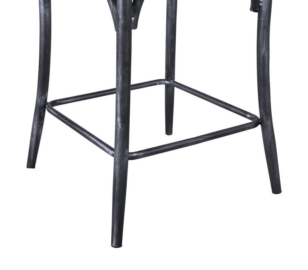 Sloan 26” Industrial Grey and Pine Wood X-Back Counter Height Counter Stool By Armen Living - Image 4