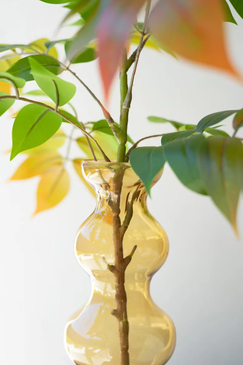 Small Glass Bubble Vase - Amber By Kalalou - Image 2