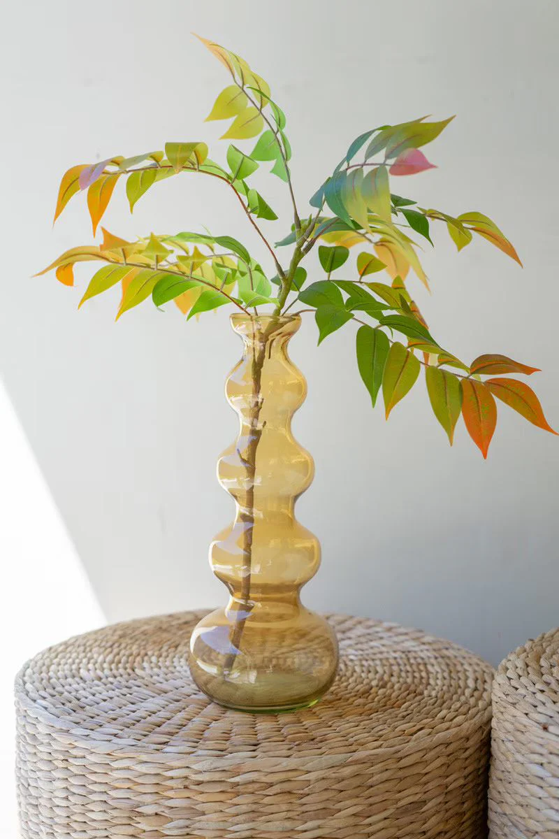 Small Glass Bubble Vase - Amber By Kalalou - Image 3
