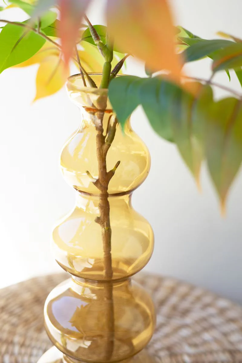 Small Glass Bubble Vase - Amber By Kalalou - Image 4