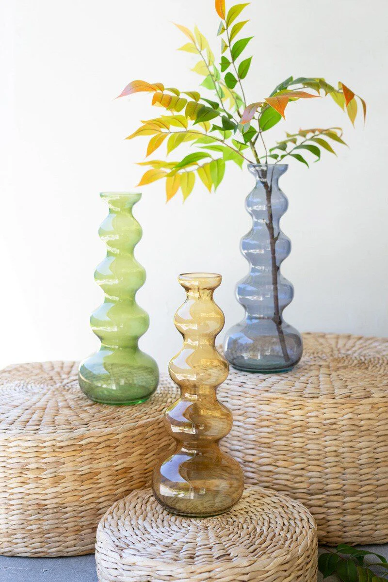 Small Glass Bubble Vase - Amber By Kalalou - Image 7
