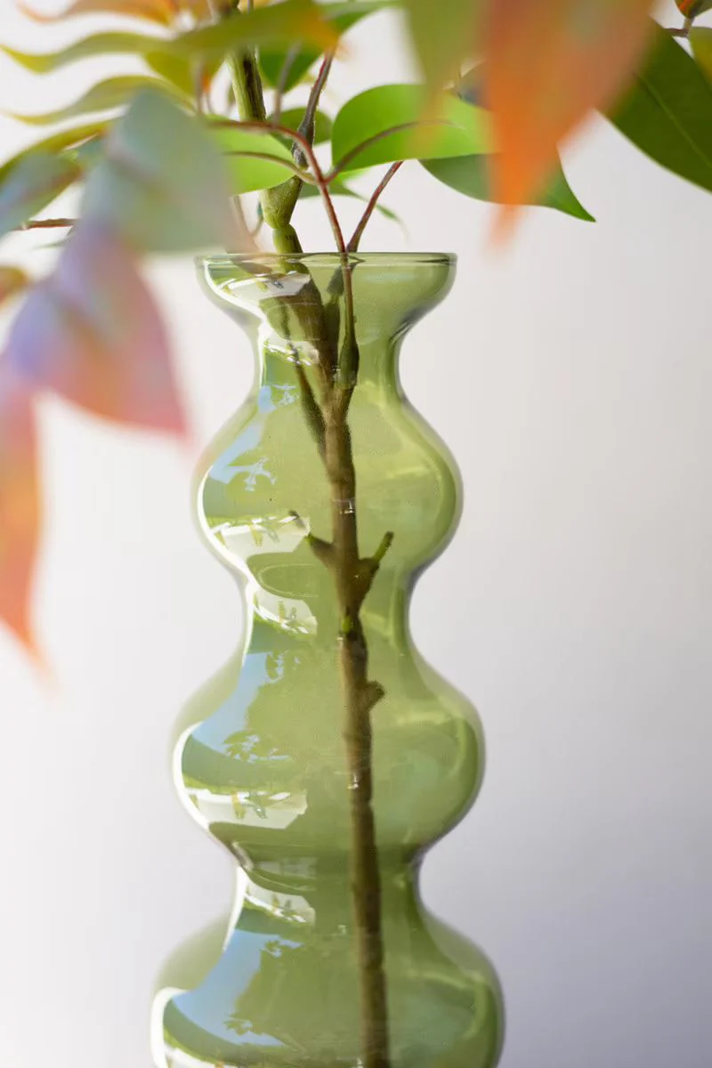 Small Glass Bubble Vase - Green By Kalalou - Image 2
