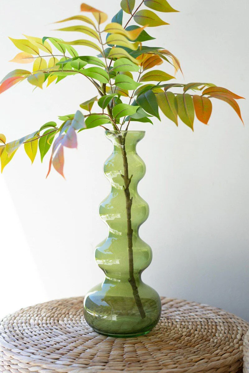 Small Glass Bubble Vase - Green By Kalalou - Image 3