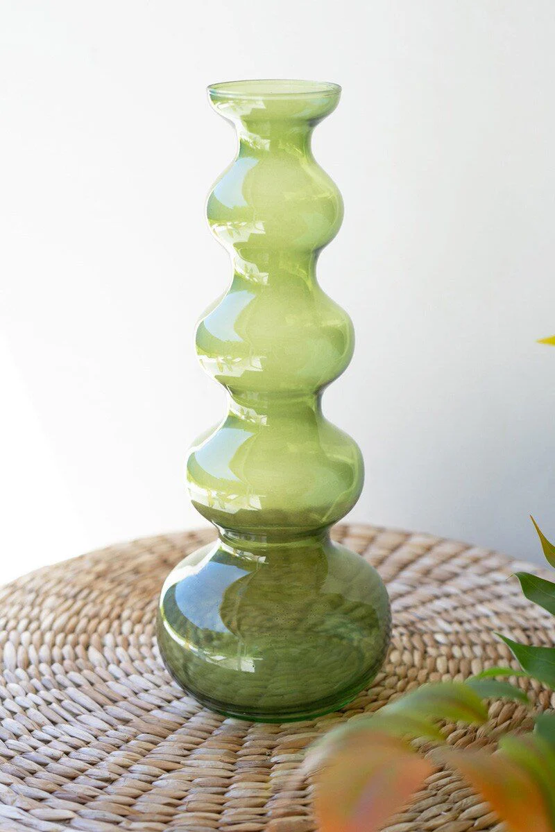 Small Glass Bubble Vase - Green By Kalalou - Image 6