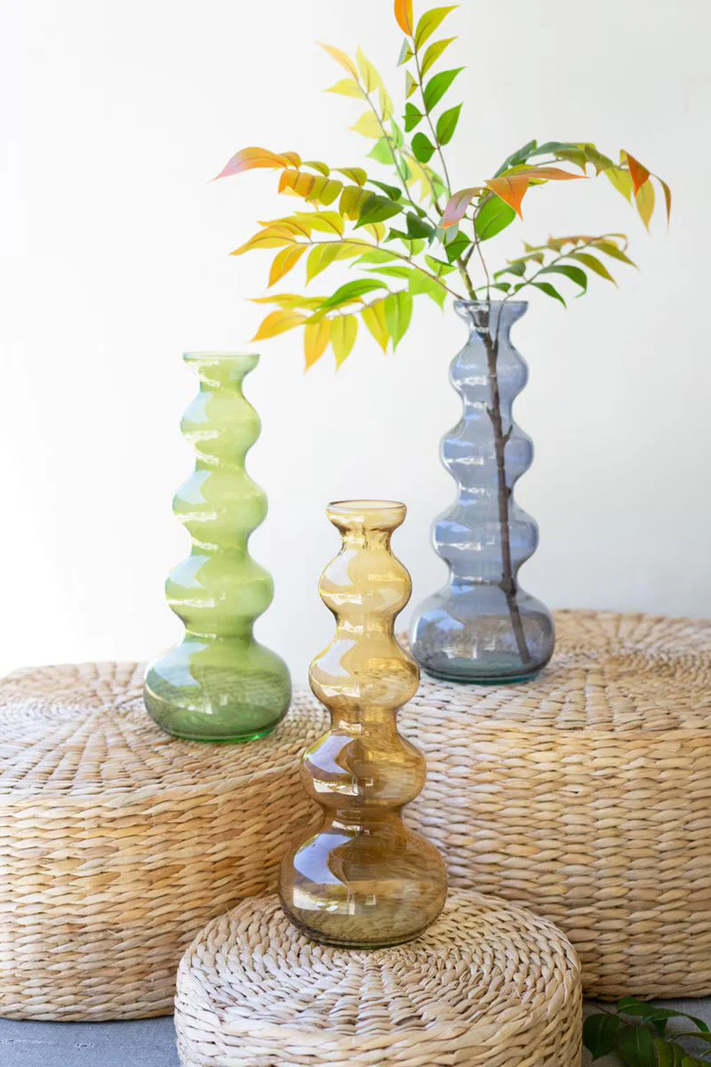 Small Glass Bubble Vase - Green By Kalalou - Image 7