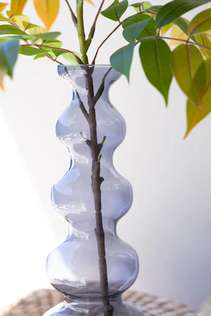 Small Glass Bubble Vase - Smoke By Kalalou - Image 2