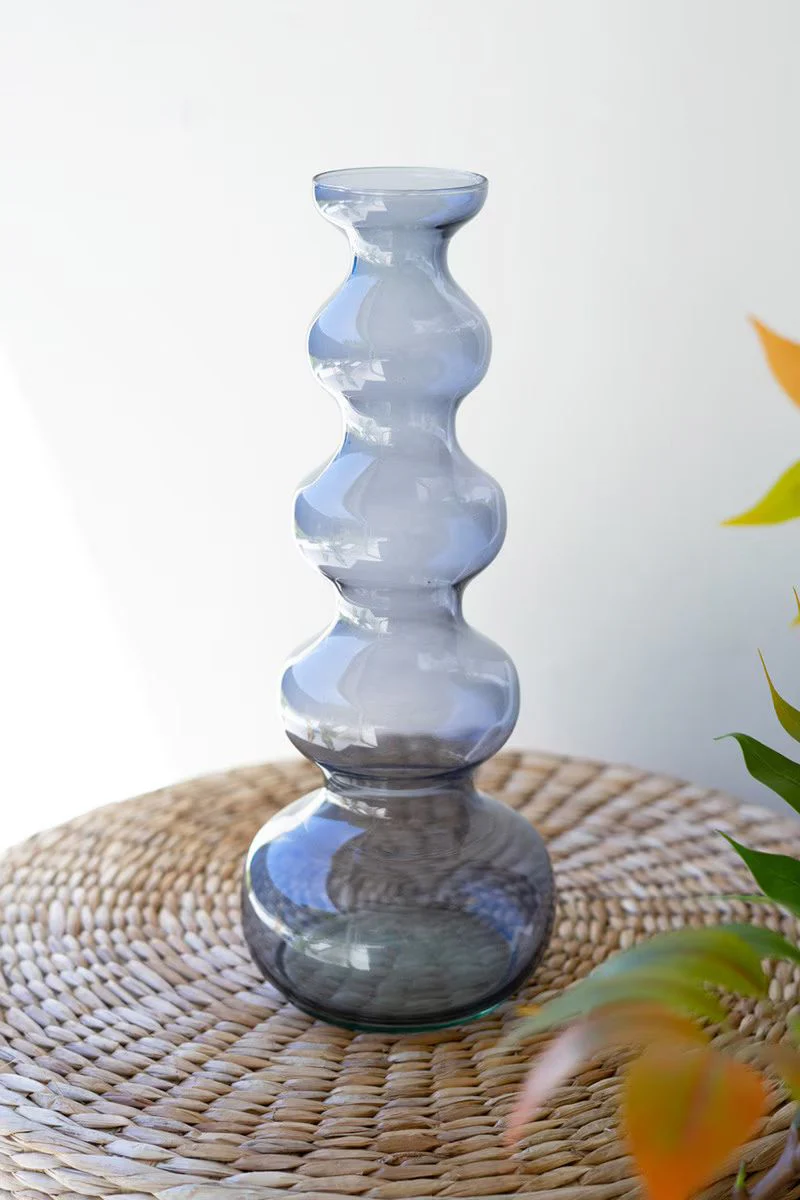 Small Glass Bubble Vase - Smoke By Kalalou - Image 6