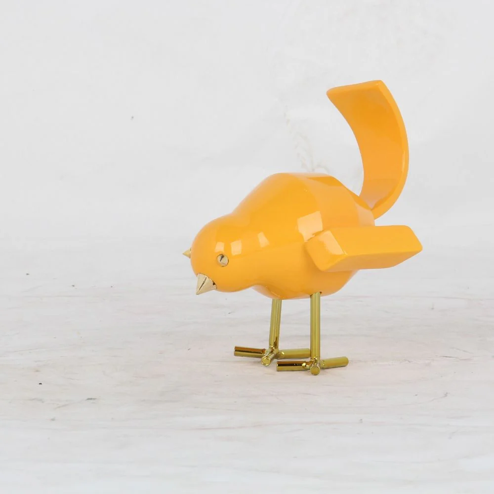 Small Orange and Gold Bird Sculpture By Homeroots - Image 3