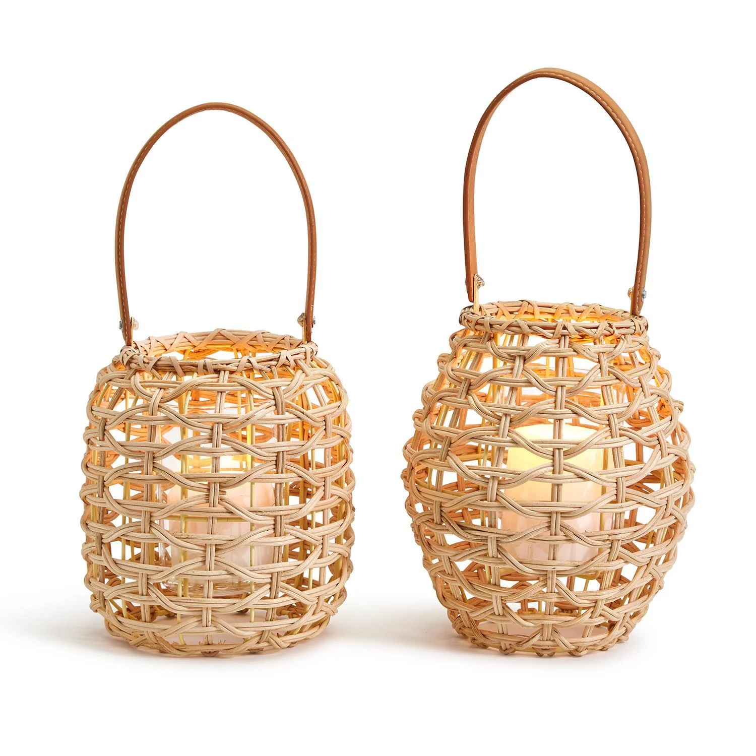 Small Rattan Lantern Asst 2 Shapes Set Of 12 By Two's Company - Image 2