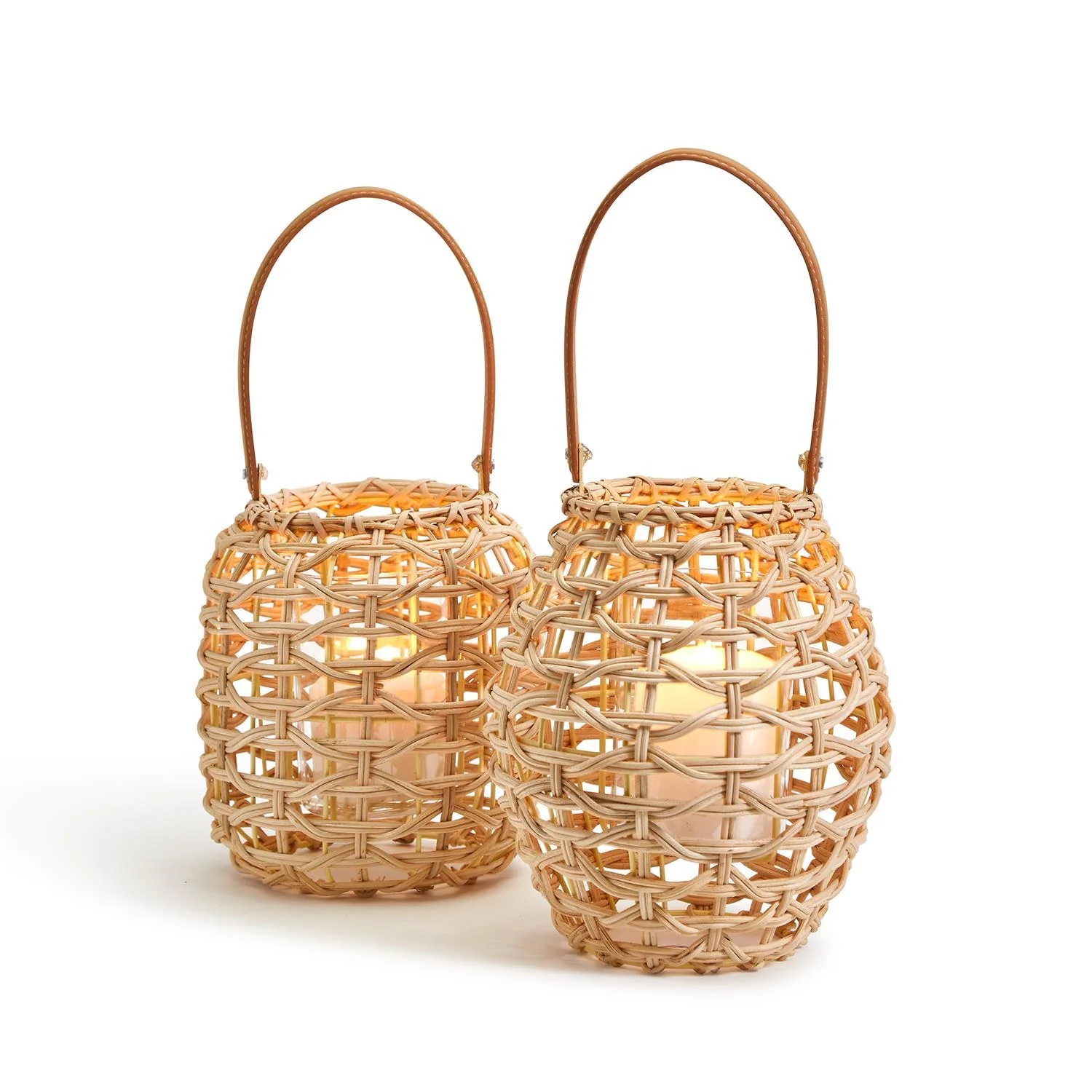 Small Rattan Lantern Asst 2 Shapes Set Of 12 By Two's Company - Image 3