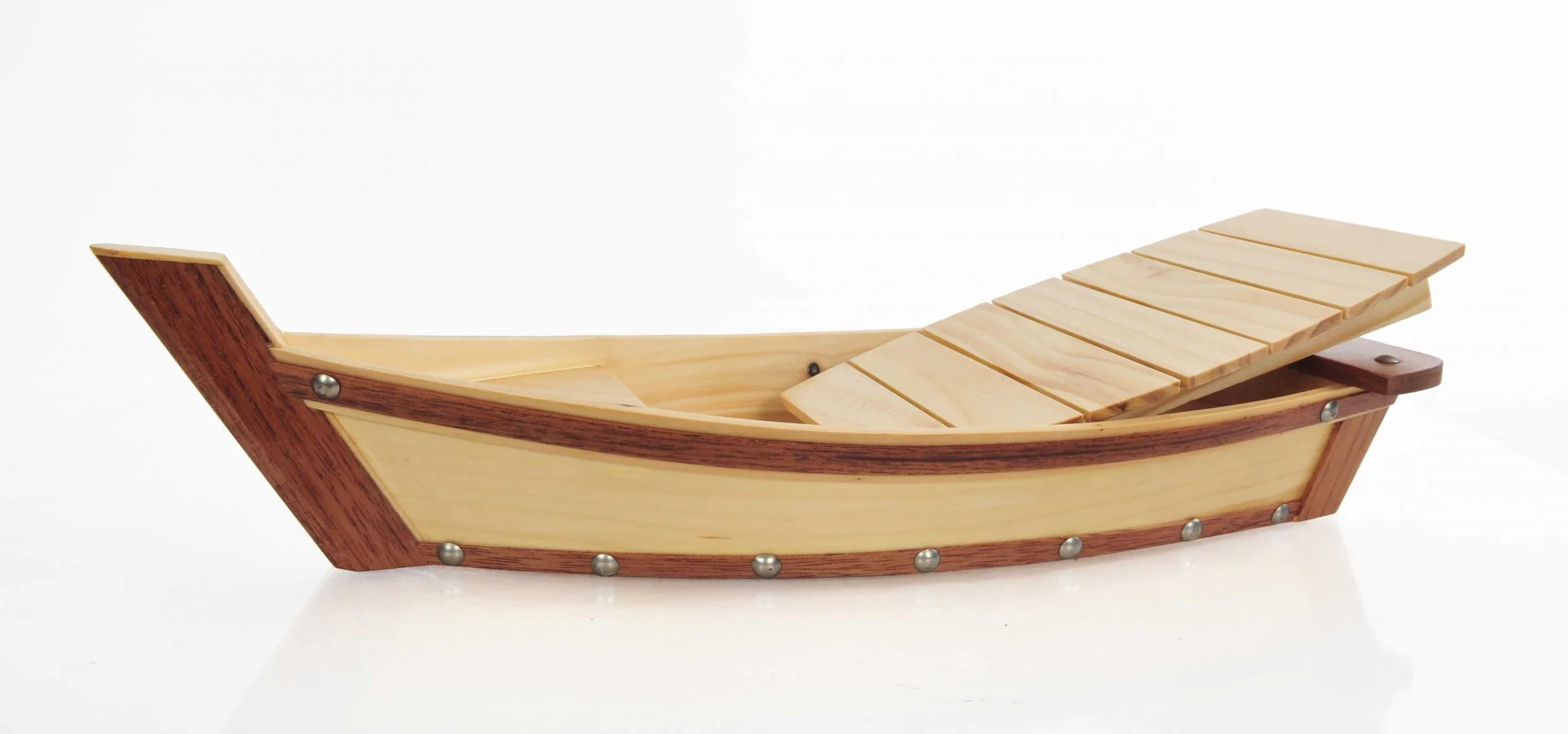 Small Wooden Sushi Boat Serving Tray By Homeroots - Image 3