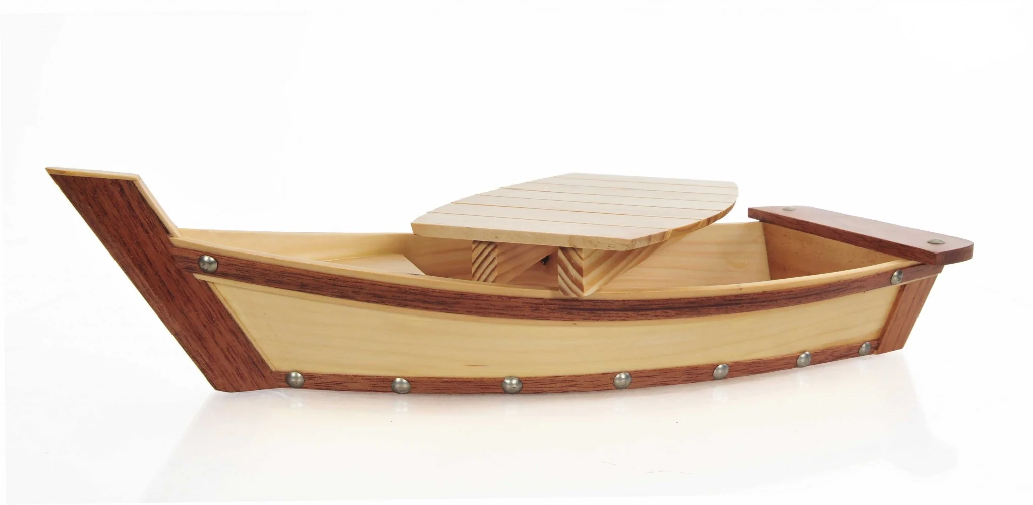 Small Wooden Sushi Boat Serving Tray By Homeroots - Image 4
