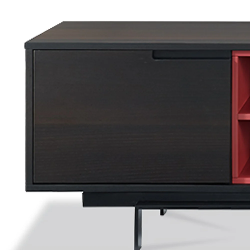 Smoke Oak Veneer TV Unit By Homeroots - Image 4