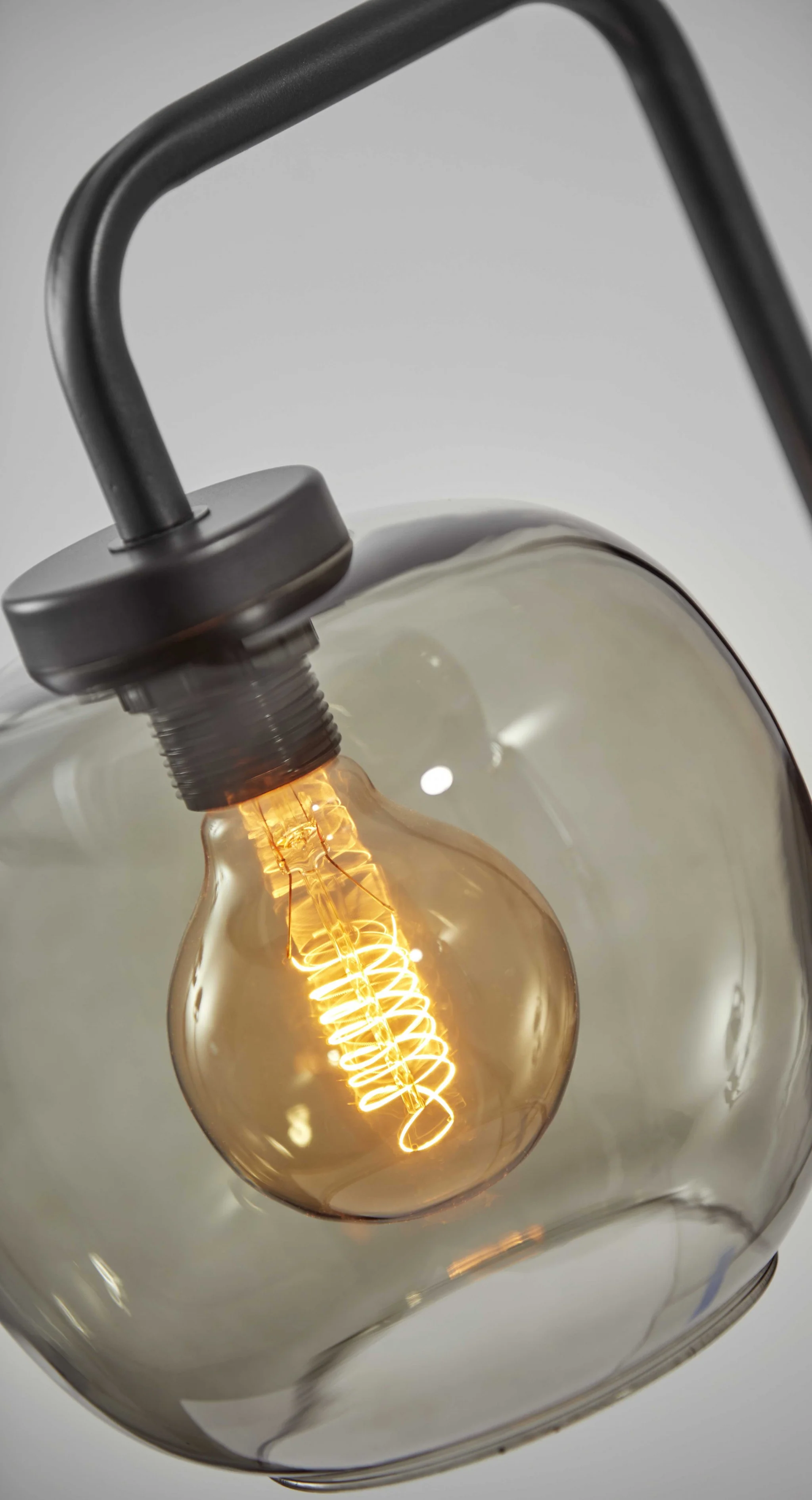 Smoked Glass Globe Shade with Vintage Edison Bulb and Matte Black Metal Wall Lamp By Homeroots - Image 4