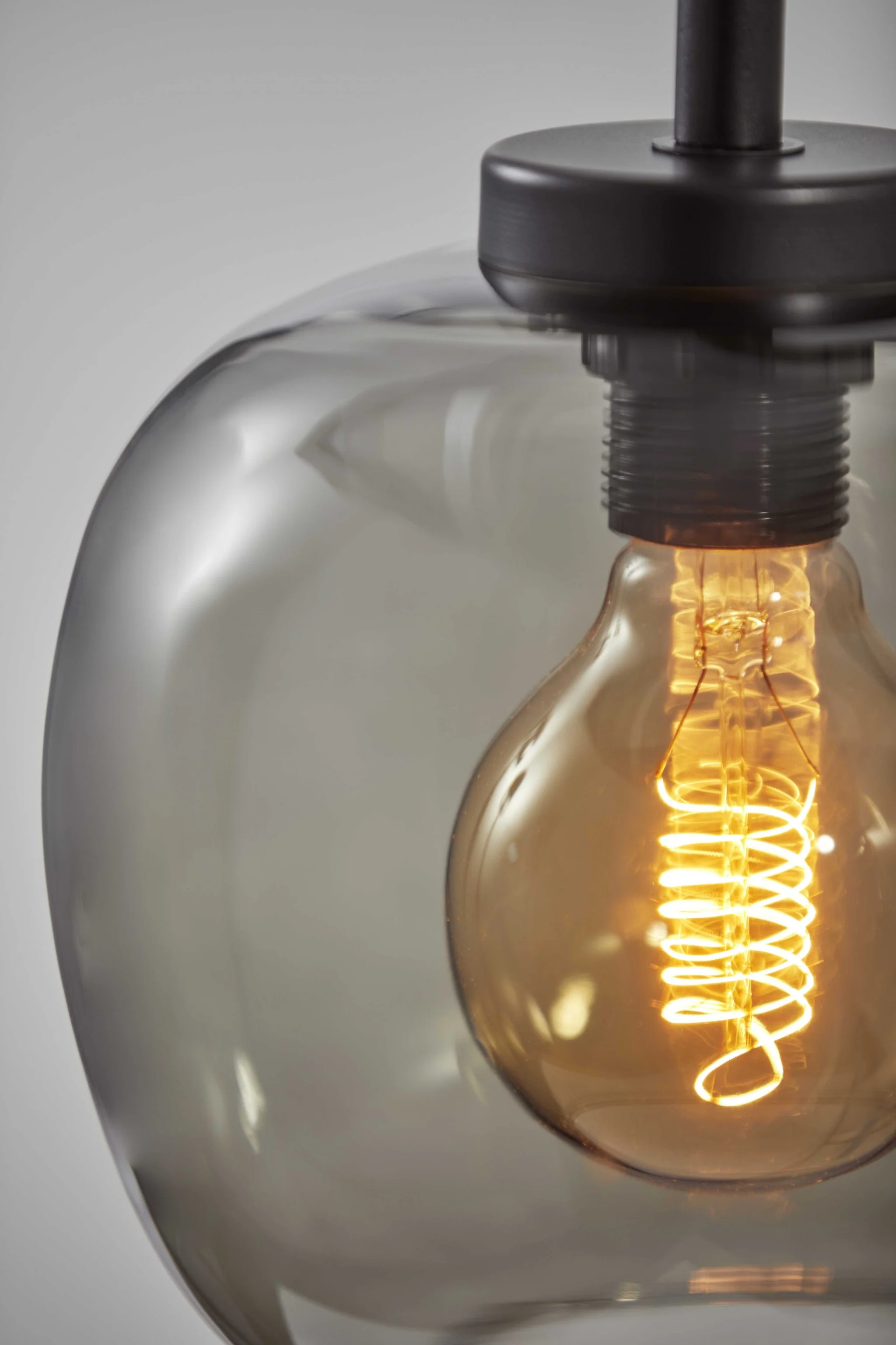 Smoked Glass Globe Shade with Vintage Edison Bulb and Matte Black Metal Wall Lamp By Homeroots - Image 5