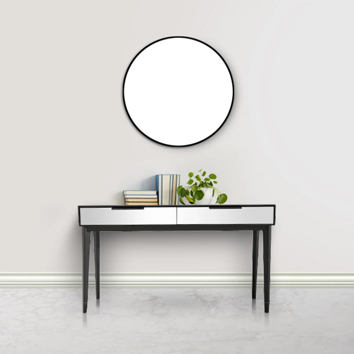 Smokey Grey Mirror and Console Table By Homeroots - Image 3