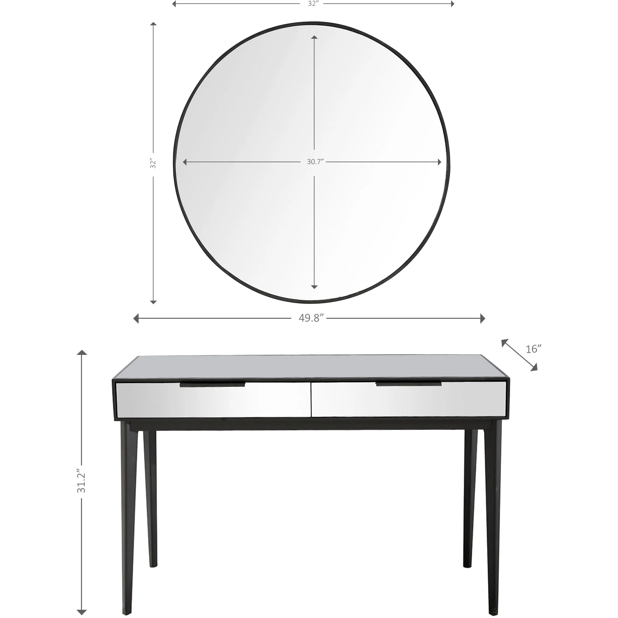 Smokey Grey Mirror and Console Table By Homeroots - Image 4