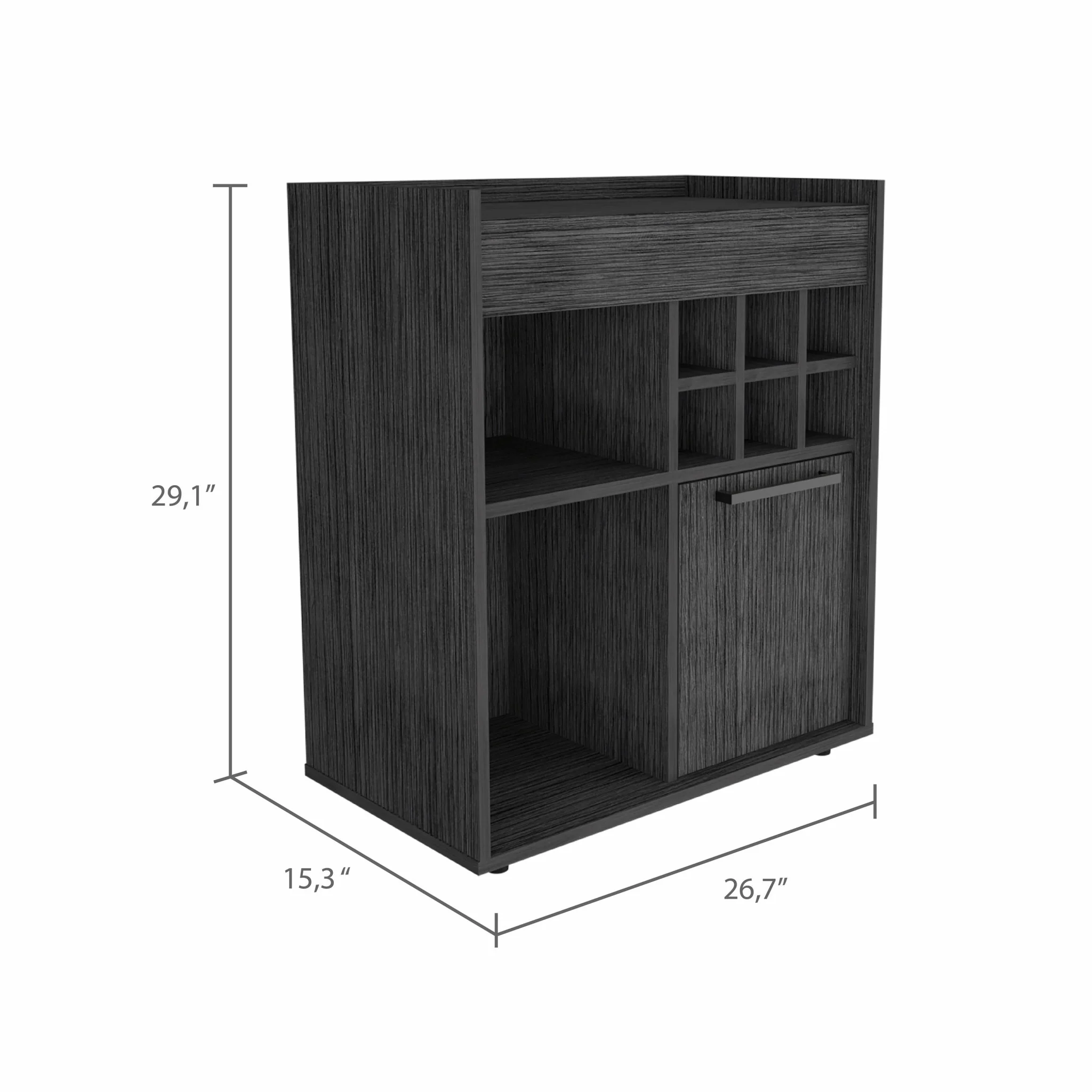 Smokey Oak Bar Cabinet with One Door Panel By Homeroots - Image 3