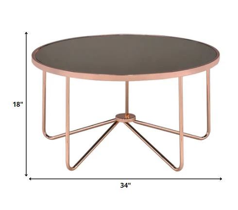 Smoky Glass And Rose Gold Coffee Table By Homeroots - Image 2