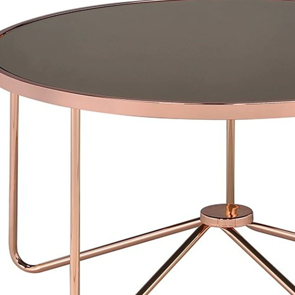 Smoky Glass And Rose Gold Coffee Table By Homeroots - Image 4