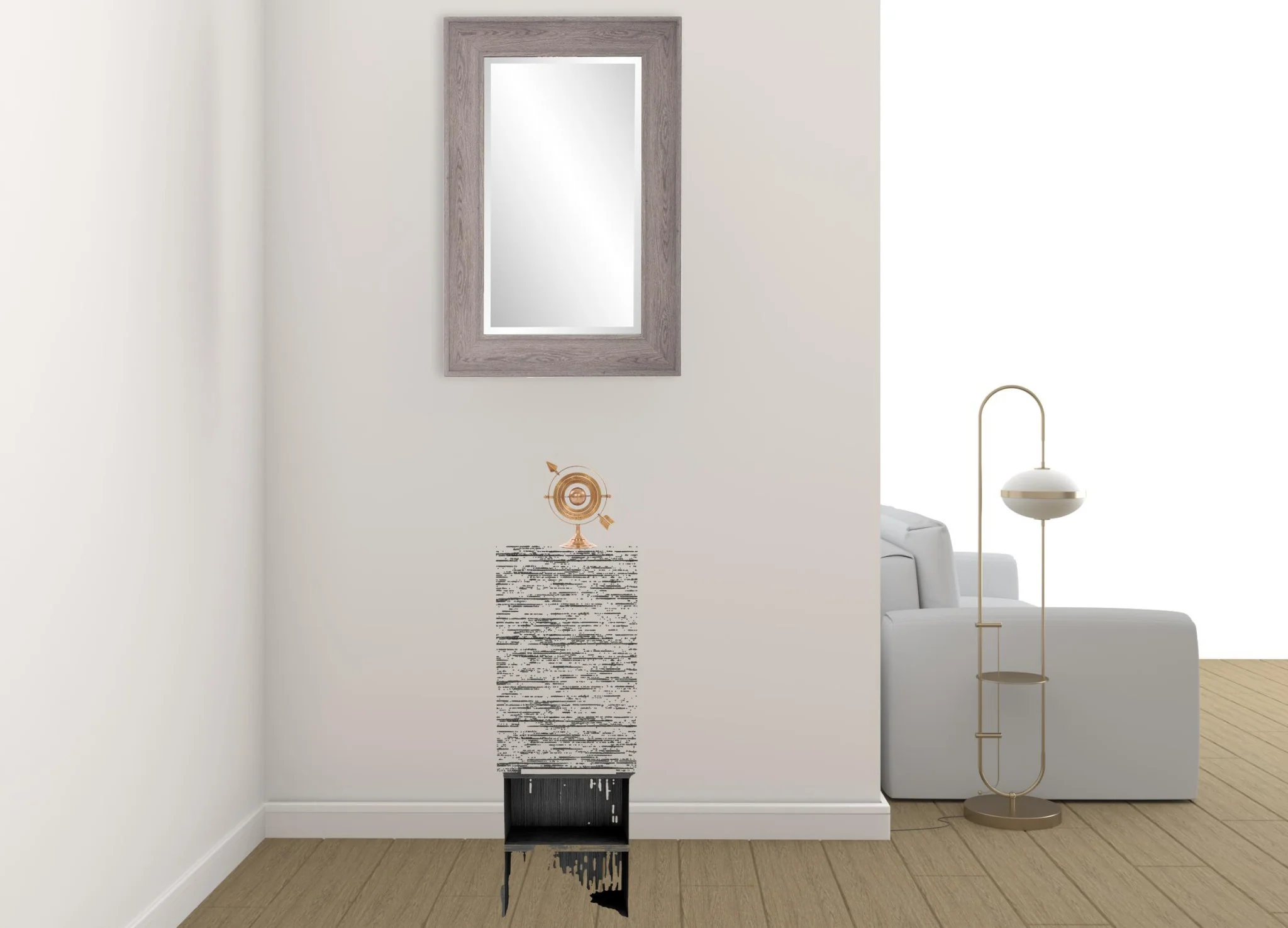 Smoky Gray Oak Accent Cabinet With Three Shelves By Homeroots - Image 3