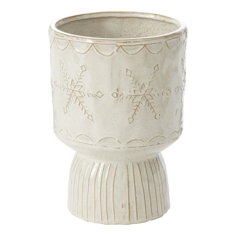 Snowflurry Footed Pot 6.75"x 9.75" By Accent Decor - Image 2
