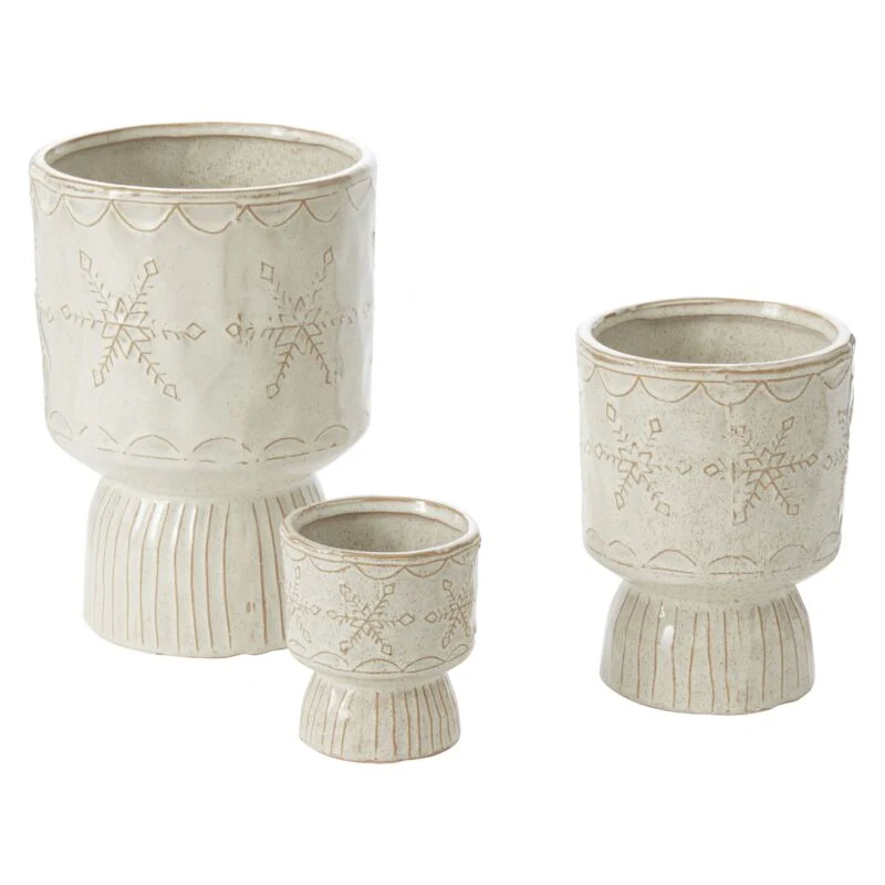 Snowflurry Footed Pot 6.75"x 9.75" By Accent Decor - Image 3
