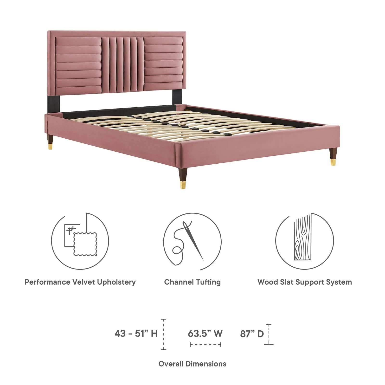 Sofia Channel Tufted Performance Velvet King Platform Bed By Modway - MOD-7007 - Image 14
