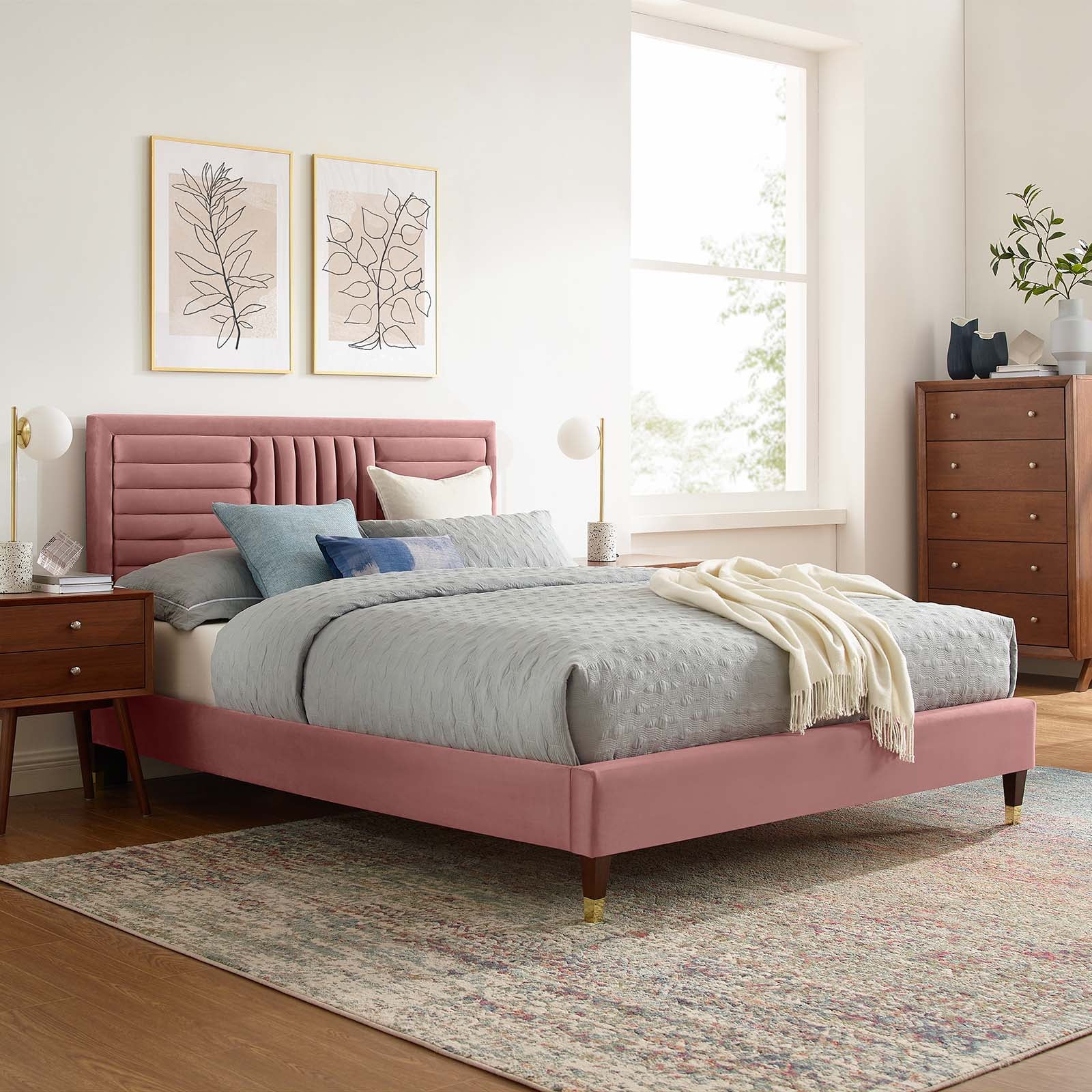 Sofia Channel Tufted Performance Velvet King Platform Bed By Modway - MOD-7007 - Image 16