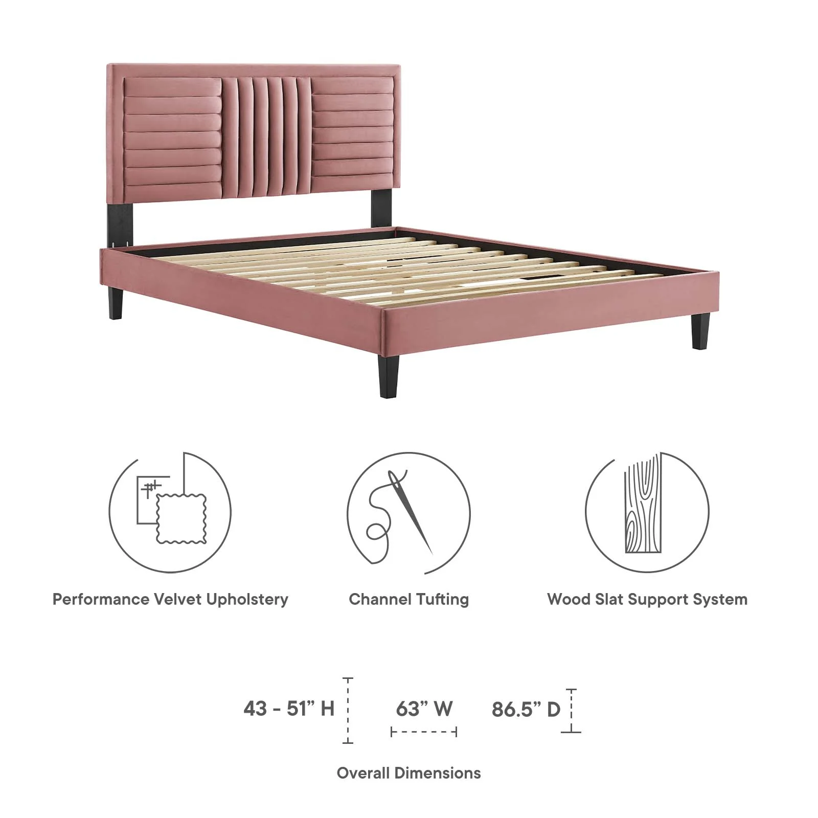 Sofia Channel Tufted Performance Velvet King Platform Bed By Modway - MOD-7011 - Image 13