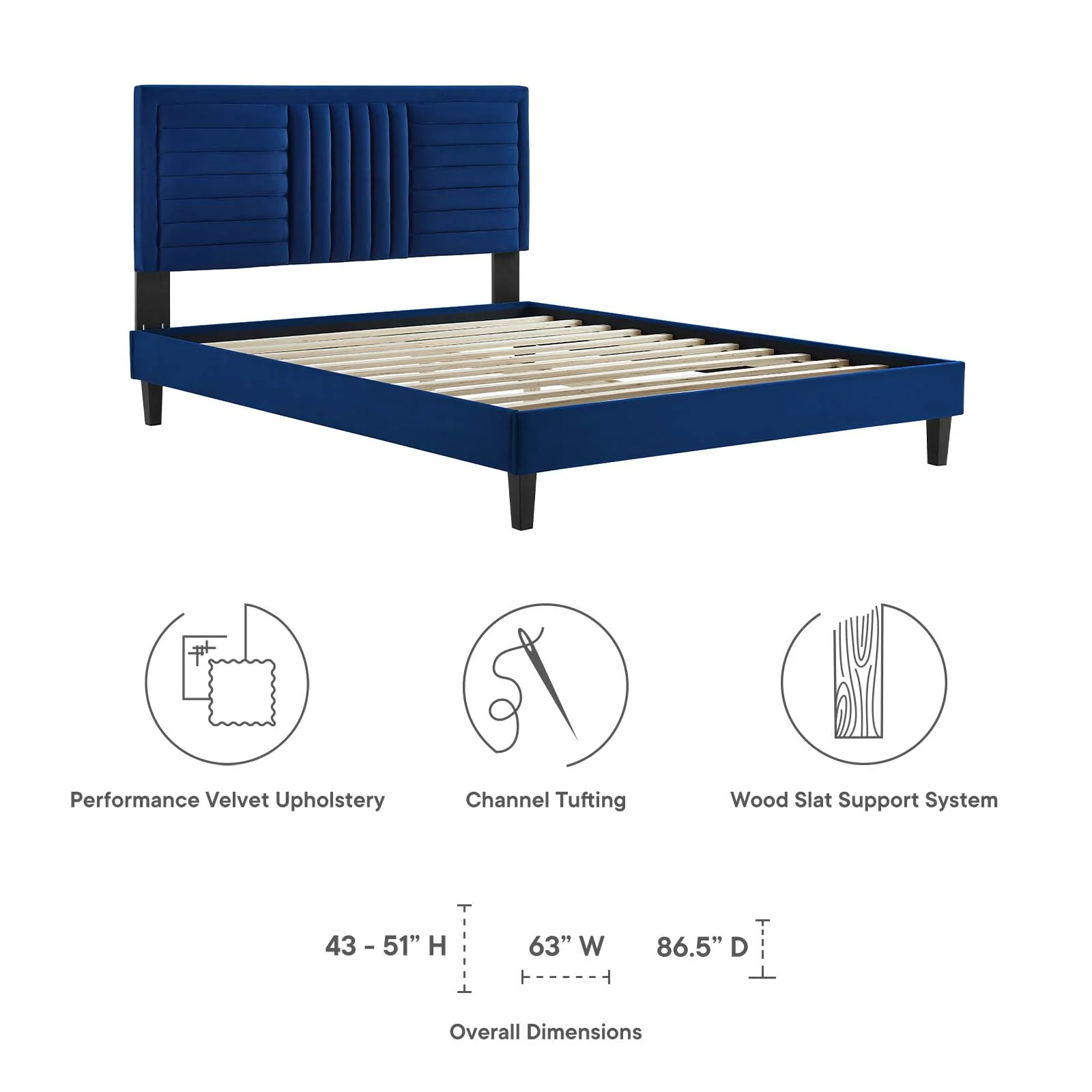 Sofia Channel Tufted Performance Velvet King Platform Bed By Modway - MOD-7011 - Image 21