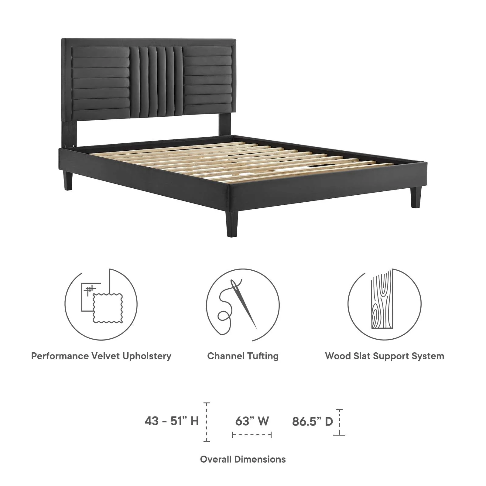 Sofia Channel Tufted Performance Velvet King Platform Bed By Modway - MOD-7011 - Image 6